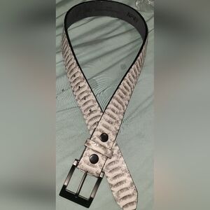 Handmade White And Gray Python Belly Scales Snake Skin Belt (ANY SZ AVAIL)